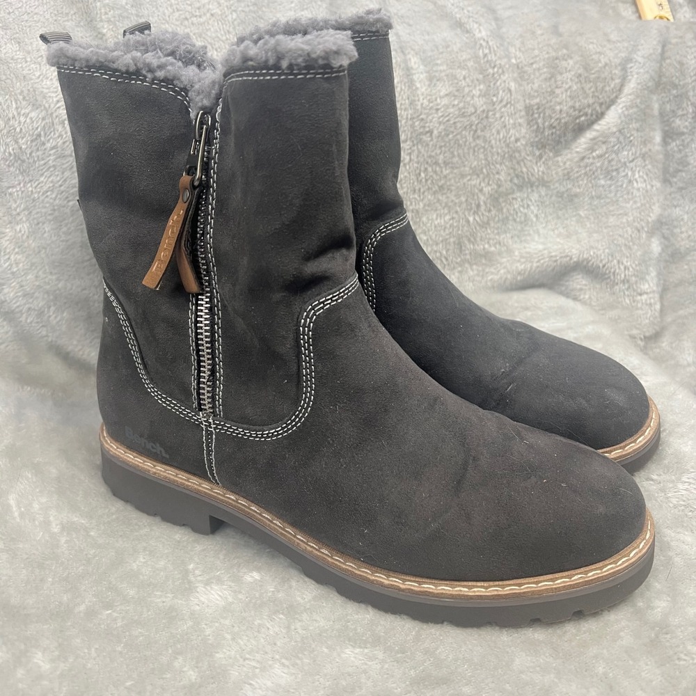 Bench Julie Womens 10‎ Gray Suede Fur Lined Outdoor Lug Sole Comfort